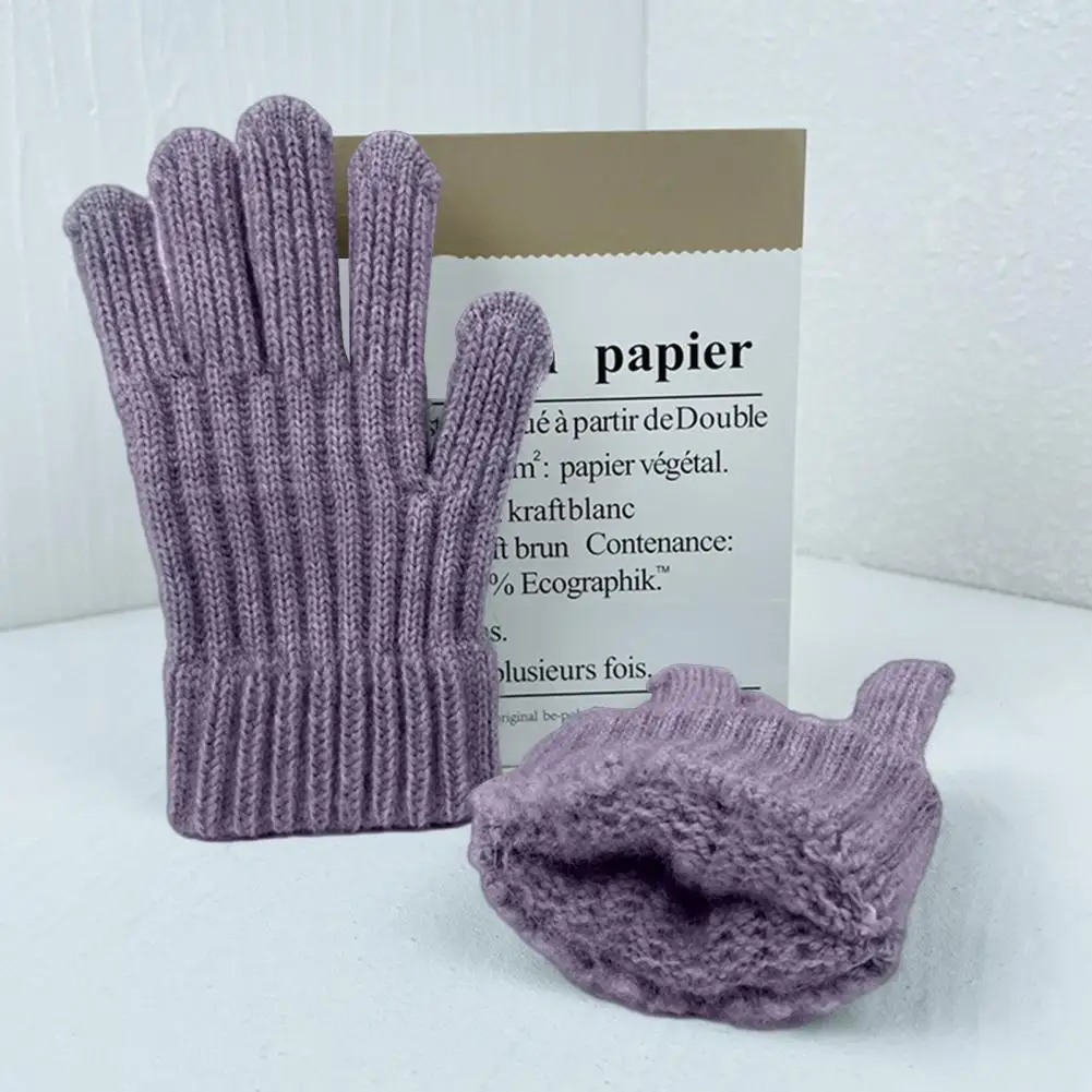 

Children Gloves Five Finger Gloves Children's Knitted Winter Gloves Warm Anti-slip Elastic Five Fingered Writing for Students