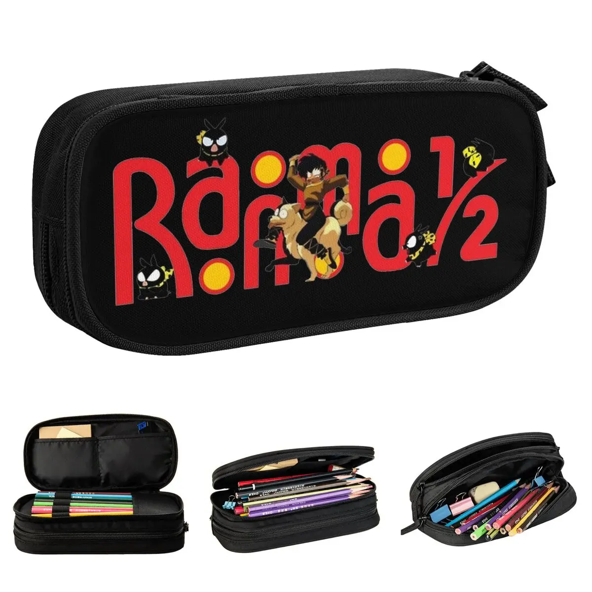 Classic Ryoga Ranma 1/2 P-chan Pigs Pencil Case Pencilcases Pen for Student Big Capacity Bags Office Zipper Stationery