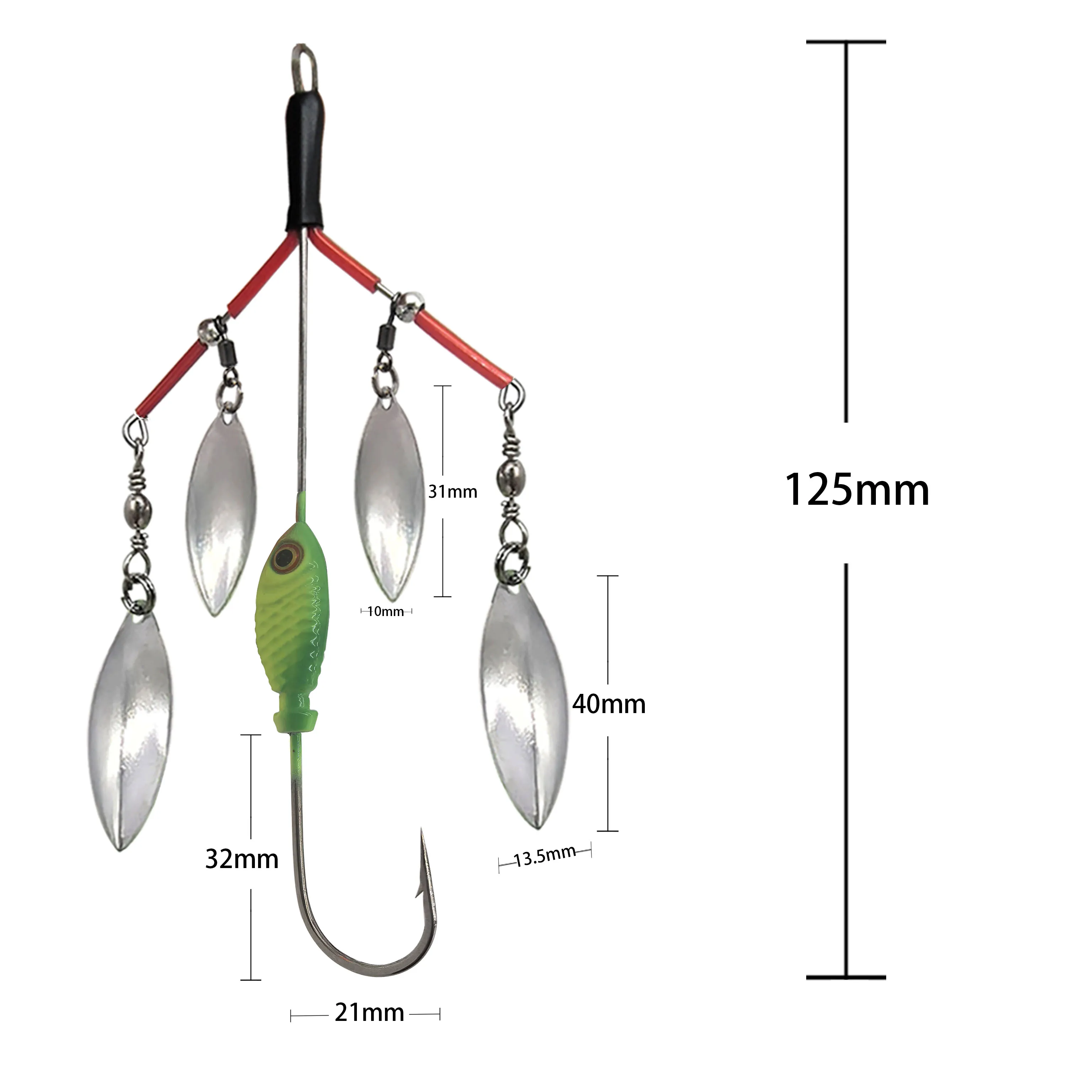 Mycena 27G Spinner Bait Angelköder Chatter Bait Spinnerbait Multirota Spinner Löffelköder für Hecht Peche Tackle Metall-Pailletten – Detail 9