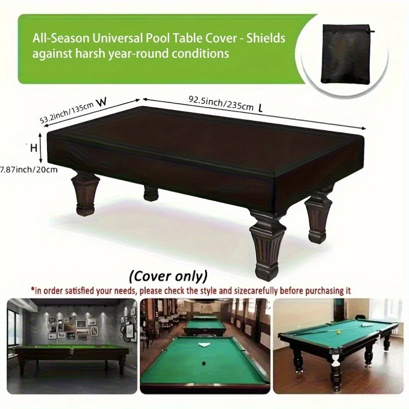 Pool Table Cover, Specially Designed for 7/8/9 Inch Pool Table, Billiard Ball Dust Cover Black Silver