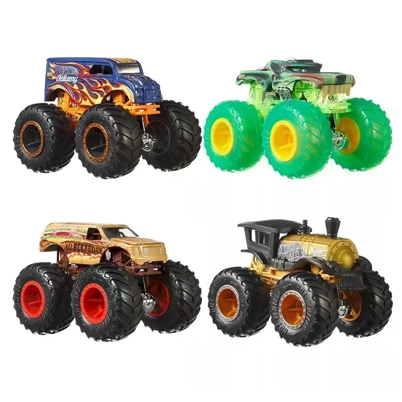 Original Hot Wheels Car Monster Truck 1/64 Giant Wheels Muscle Jeep Big Feet Voiture Model Toys for Boys Children Birthday Gift