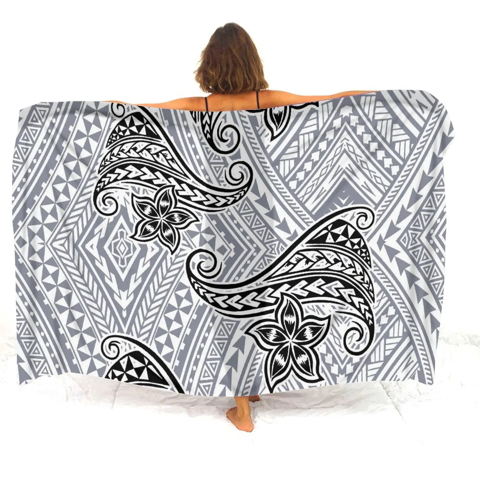 ハワイアンビーチバケーション女性のサロンビキニジャケット防風性と日焼け防止コートサロンスモックスカートポリネシアンパターンプリント