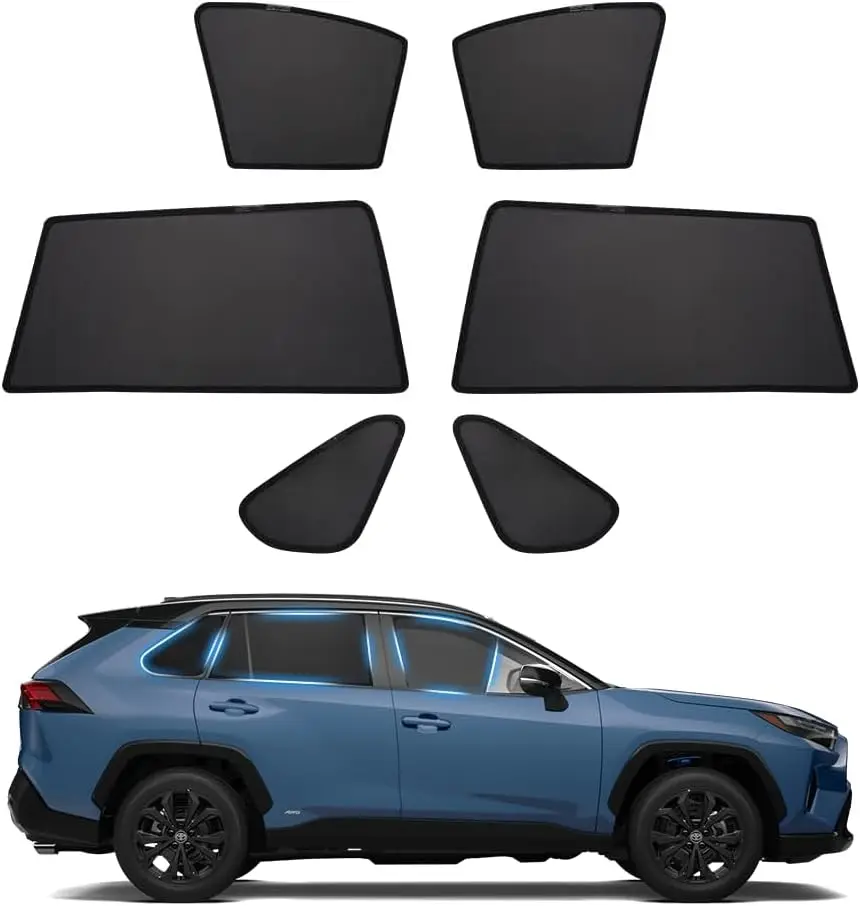 

Индивидуальные солнцезащитные шторки на боковые окна для Toyota RAV4 2019-2025, комплект из 6 штук, светонепроницаемые автомобильные шторки для защиты от солнца, для детей, кемпинга, сна
