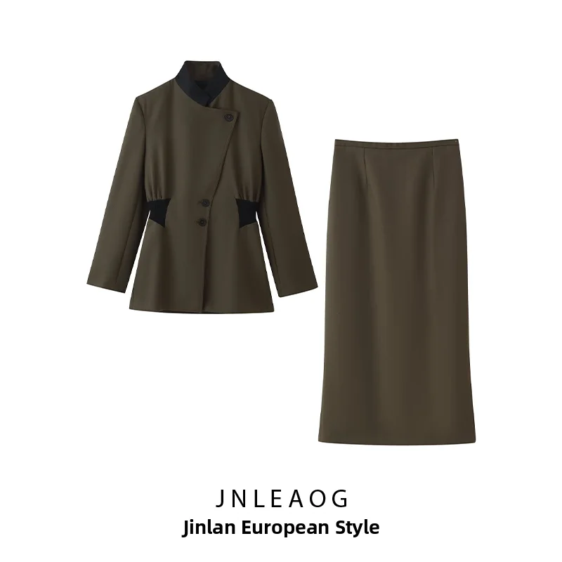 Fashionable Versatile Design Waist-Cinching Jacket Straight Skirt Set Women's Autumn New Style Clothing Straight Fit Elegant