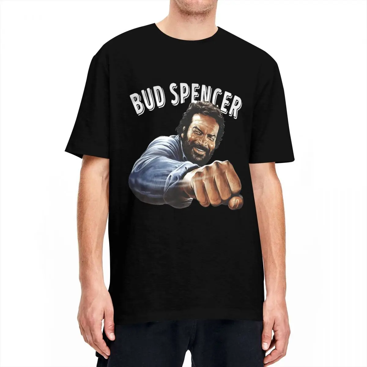 Bud Spencer Italian Actor T Shirt Men's Funny Vintage 100 Cotton T-Shirts Summer O Neck Hippie Tees Print Oversized Clothing