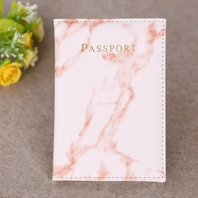 Passport Cover Women Men Pu Leather Passport Holder Bags Marble Style Packet Pouch Purse Fashion Travel ID Credit Card Wallet