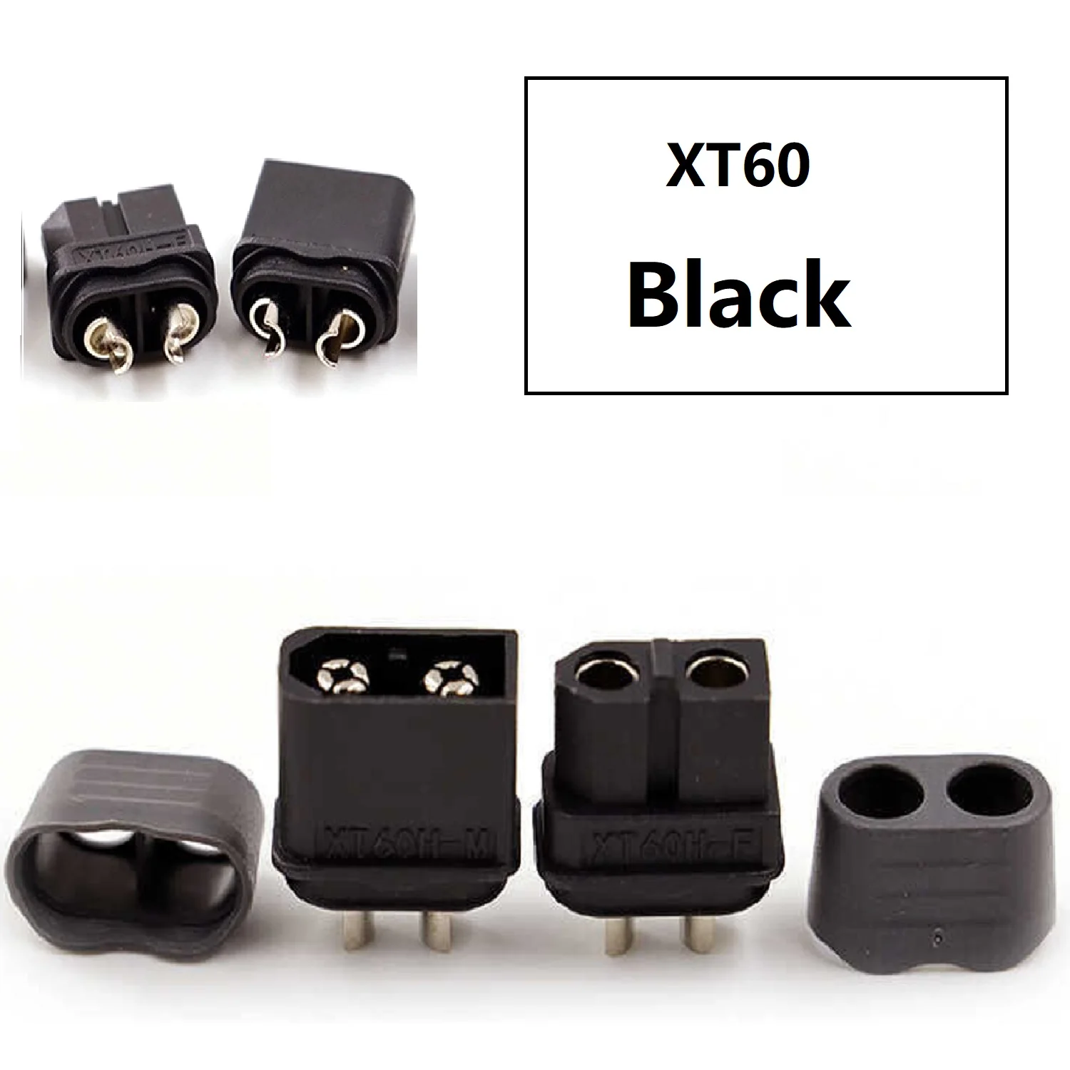 XT60H black Bullet Connector Black Plug Female & Male (Upgrated of XT60) Plug for RC Lipo Battery Motor ESC Parts