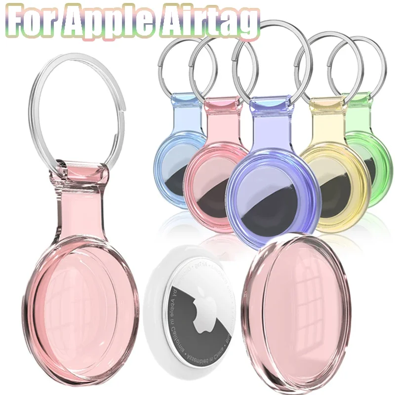 Waterproof Transparent TPU Shell Keychain For AirTag Holder Fully Sealed Protective Cover For AirTag Key Ring Colorful Case