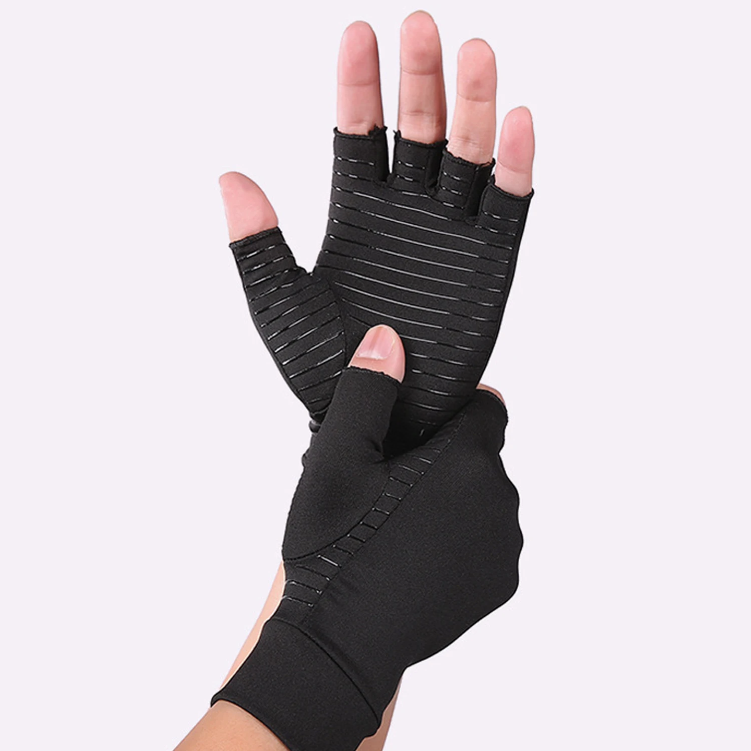 

Motorcycle Gloves Sports Copper Fiber Health Care Half Finger Rehabilitation Training Anti slip Breathable Pressure Gloves
