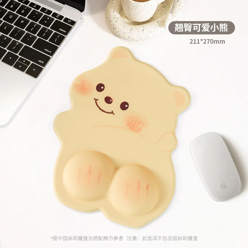 

Cute Gaming Mouse Pad with Wrist Rest, Bear Design Office Desk Mat for Girl, Non-Slip Keyboard Pad Set for PC Laptop