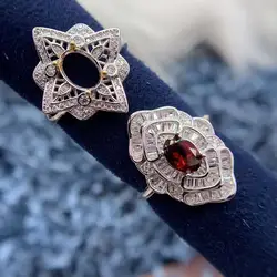 New Inlay Elliptical 5*7/6*8mm Gemstone S925 Sterling Silver DIY Empty Ring Holder Women Fine Weddings Crystal Charm Jewelry