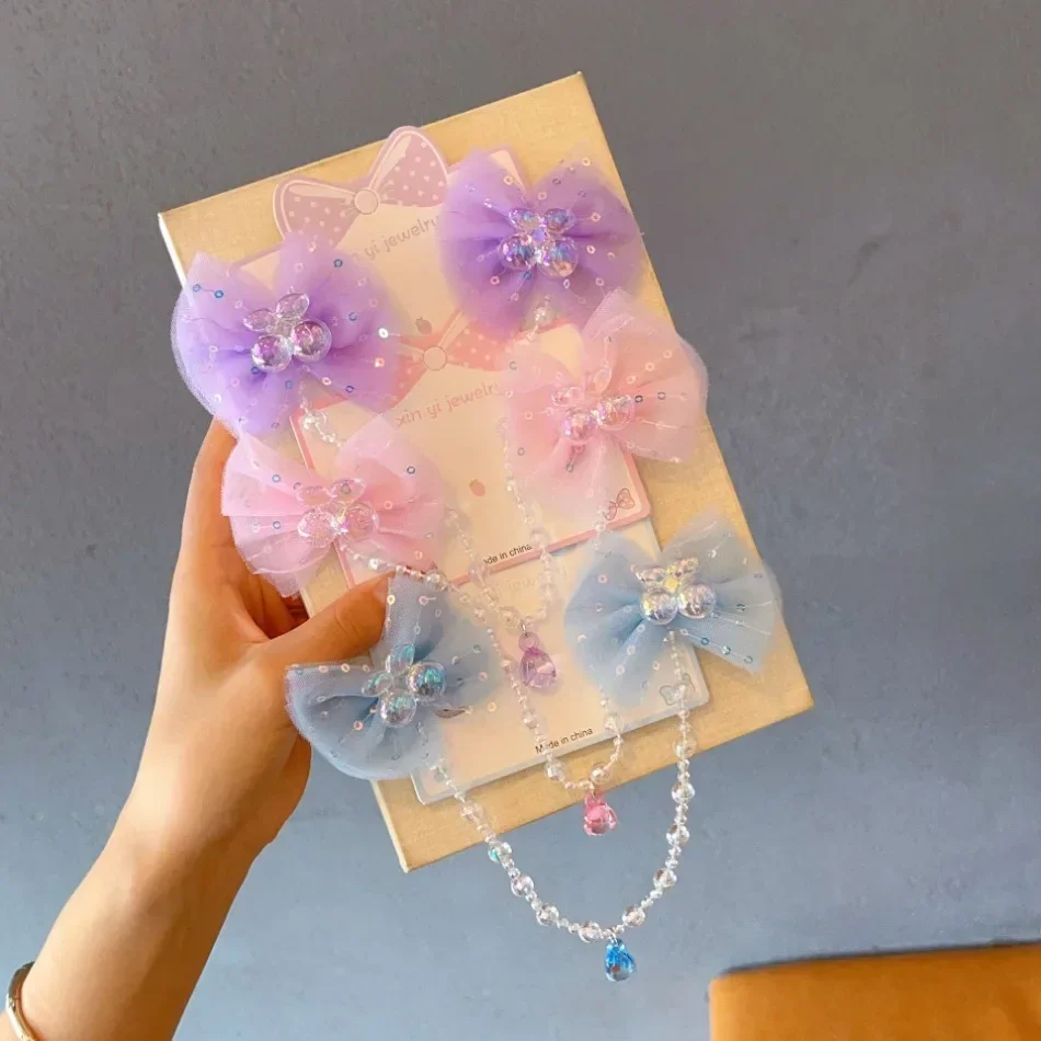 

Fashion Girls Bow Forehead Chain Hair Clip Children Forehead Princess Tassel Flower Hair Card Little Girl Hair Accessories HP01