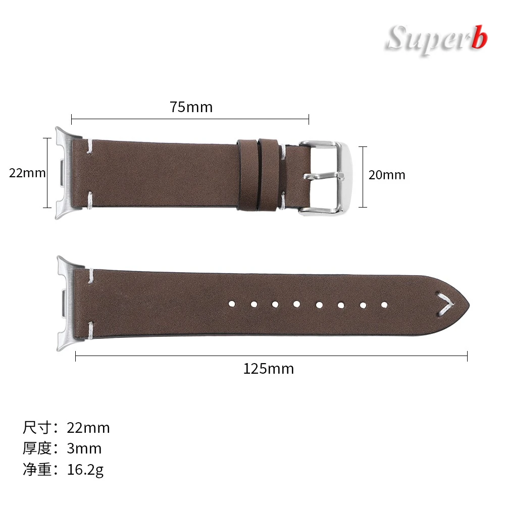 Tali Kulit PU Tanpa Celah untuk Jam Tangan Samsung Galaxy 8 Gelang Pengganti Klasik untuk Jam Tangan Galaxy 8 44Mm 40Mm 46Mm Aksesori