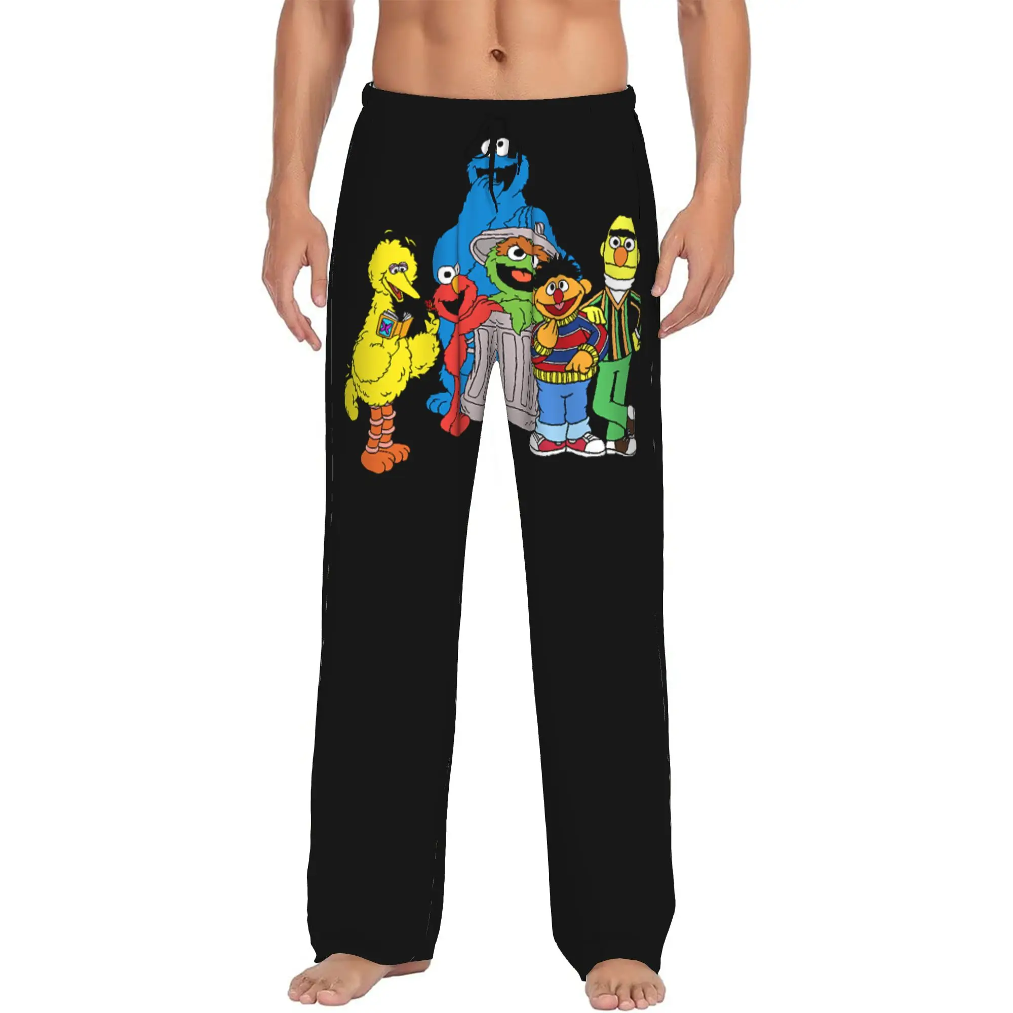 Custom Print Cookies Anime Monsters  Pajama Pants Men Elmo Cartoons Sleep Sleepwear Bottoms with Pockets