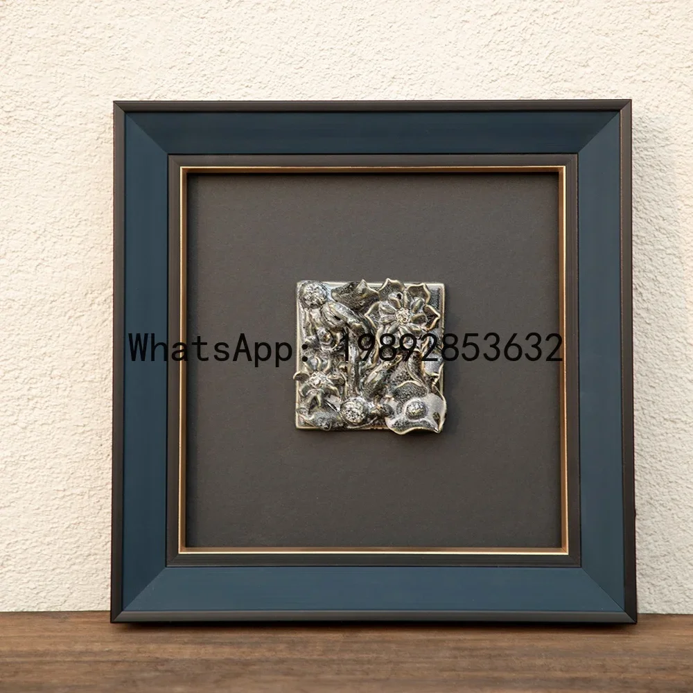 

x17Ceramic Relief Flower Decoration Hand-decorated Hanging Pictures Background Wall Decoration Accessories Pendant Porcelain Pla