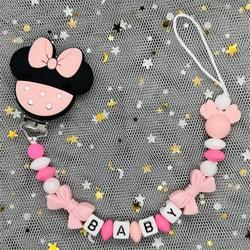 1Pcs Customized Name Baby Pacifier Clips Chain Silicone Beads Teether Toys Dummy Holder Russian English Name Pacifier Chain Gift