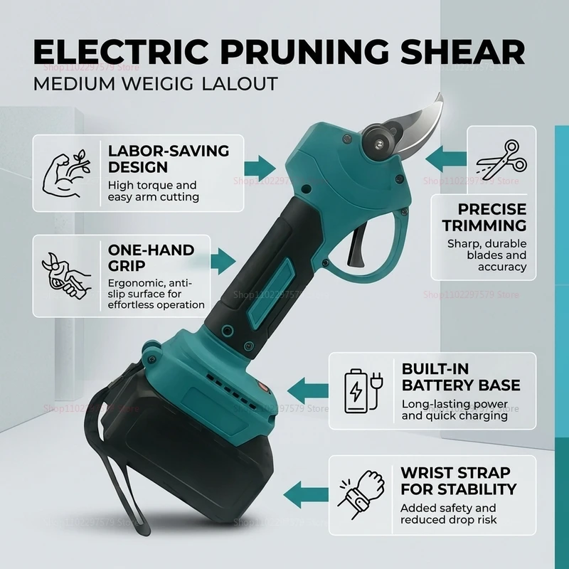 Cordless Brushless Electric Pruning Shears Garden Tool 18V Battery Fruit Tree Branch Cutter Garden Cutting Scissors