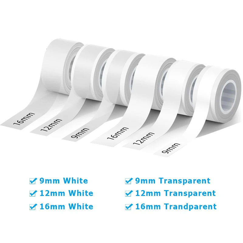 6Rolls MakeID L1 E1 Q1 Label Maker Tape 9mm 12mm 16mm (4meters/Roll)  Laminated Office Sticker