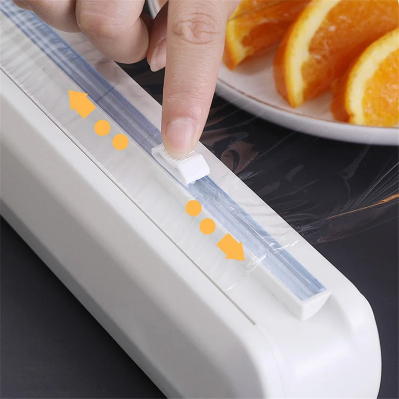 Household Cling Film Cutter Kitchen Food Wrap Dispenser Cutter Cling Film Wrap Dispenser Sharp Cutter Storage Kitchen Tool