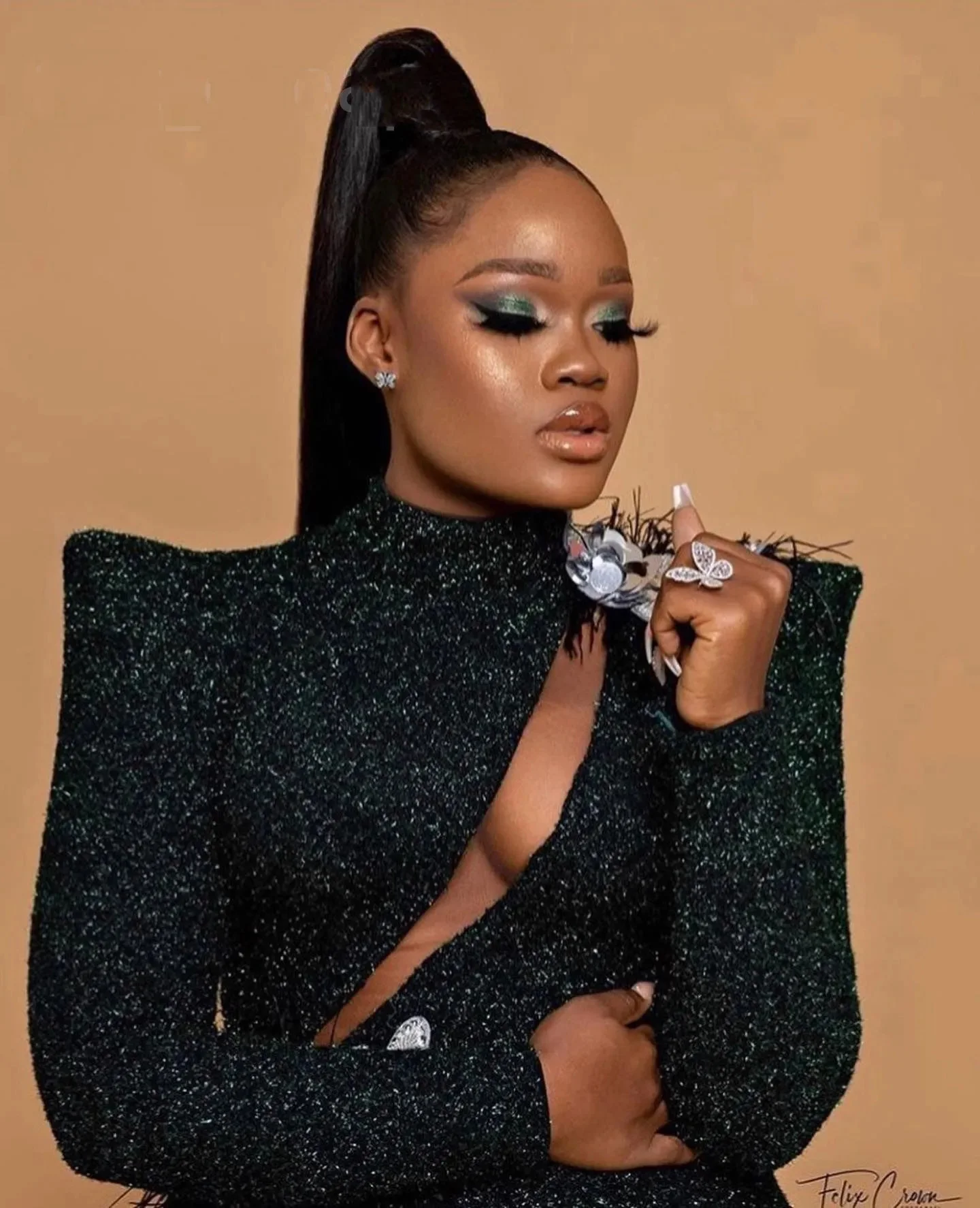 Emerald Green Prom Dress with Sleeves Overlay Sequin Feather Party Dresses Sexy Sheer Net Sheath Floral Mini Prom Dresses image 3