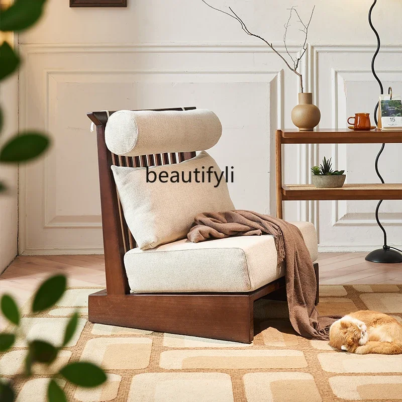 A15 Qiji ريترو واحد الصلبة الخشب أريكة الترفيه كرسي غرفة المعيشة المنزلي مصمم كسول بسيط الحديثة شقة صغيرة #5
