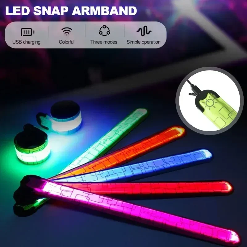 LED Snap Ring USB Charging Model Luminous Wristband Arm Strap Light Outdoor Running Flash Bicycle Safety Warning Light 자전거 램프