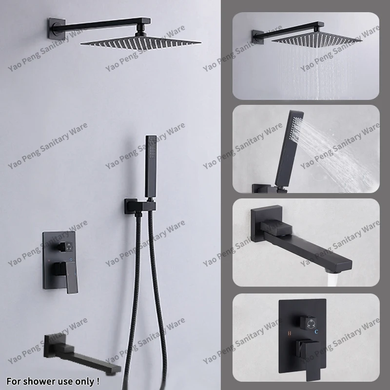 مجموعة دش مدمجة مخفية مع صندوق مدمج مسبقًا لرأس دش مخفي للفندق مثبت على الحائط من البلاستيك الحراري.