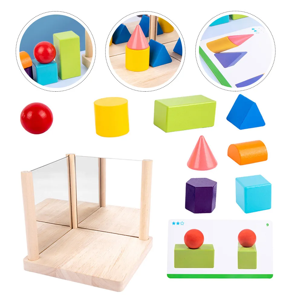 

1Set Eco Friendly Wooden Mirror Blocks for Children Creative Learning Tool Geometric Shape Recognition Spatial Awareness Motor