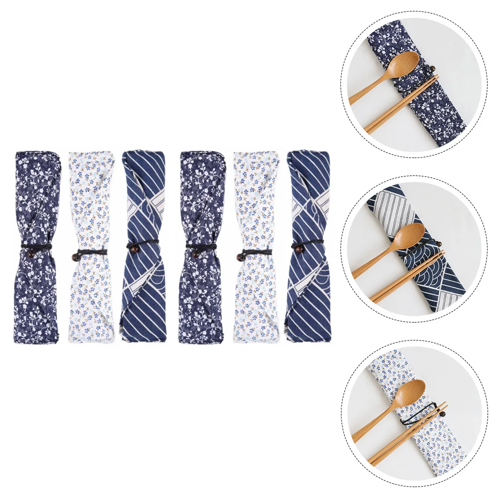 

6Pcs Portable Utensil Pouch Wear-Resistant Reusable Cutlery Bag for Fork Spoon Straw Chopstick Outdoor Travel Camping Cutlery