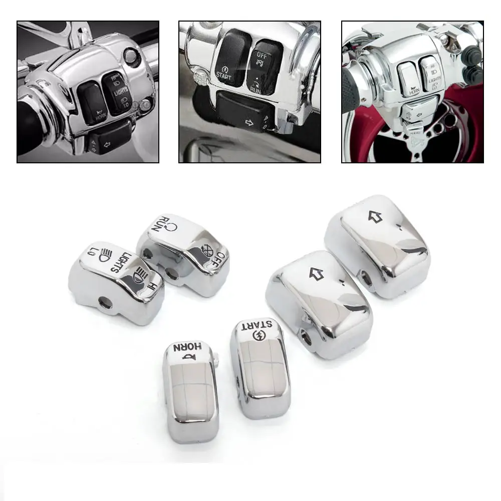 Chrome Motorcycle Switch Housing Covers Control Button Cap Kit For Harley Sportster Touring Road King CVO Fat Bob Accessories