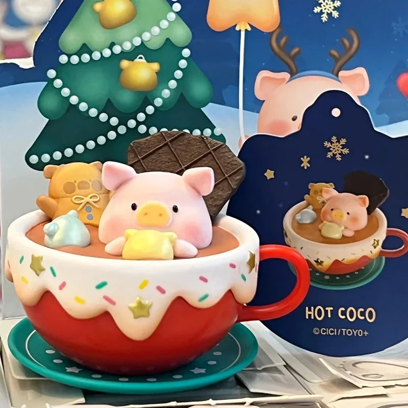 LuLu The Piggy Blind Box mainan Natal seri tanah misteri kotak Caixa Action Figure lucu Model ornamen ulang tahun Surpresa hadiah