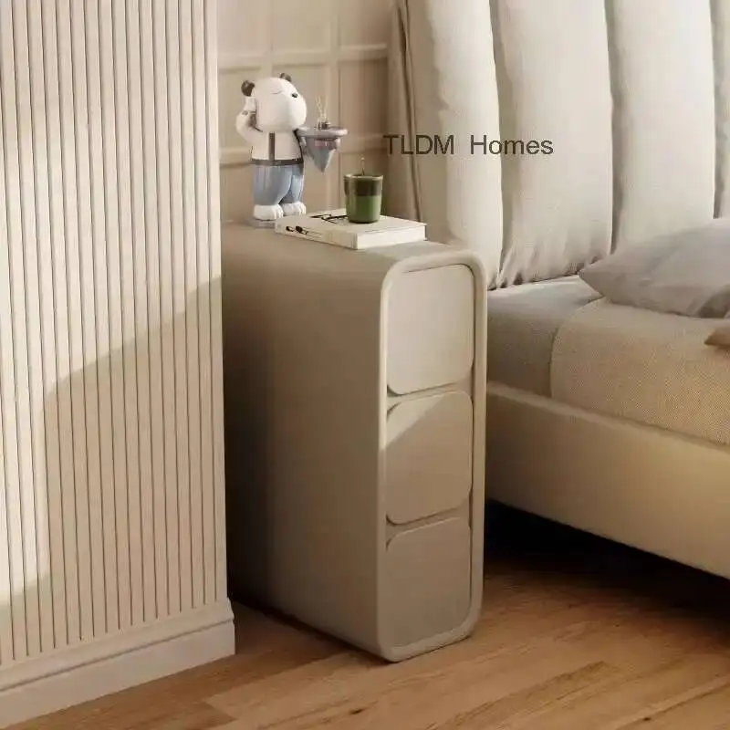 Mesa de canto branca, mesa de cabeceira estreita, armário de armazenamento, gaveta, mesa, mesa de cabeceira nórdica, criado-mudo, criado-mudo para salão