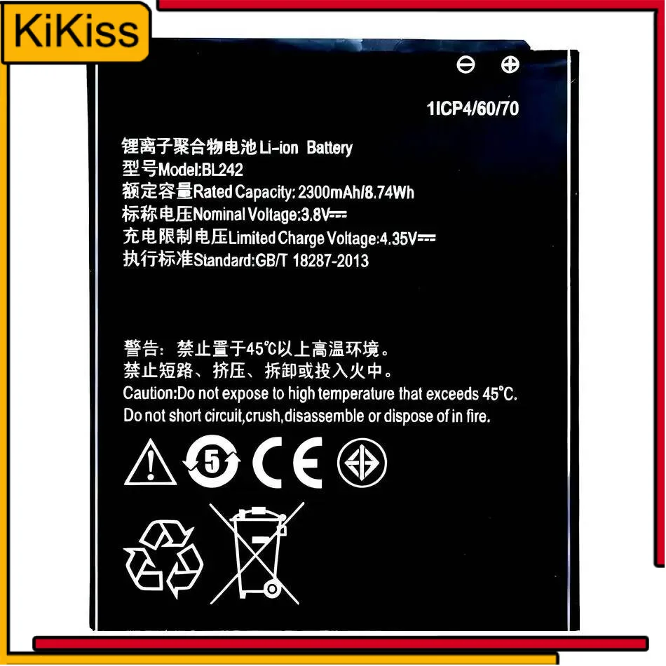 

For Lenovo Lemeng K3 K30-T K30-W A6000 A6010 Plus K30 Lightweight Long-Lasting Mobile Phone Battery BL242 2300Mah
