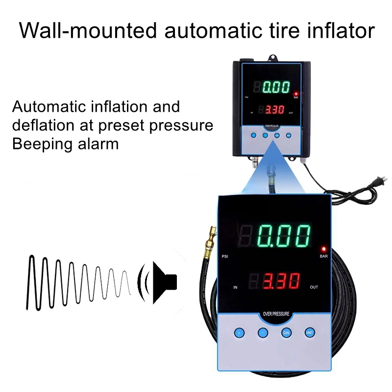 Automatic tire inflator car wall mounted tire inflation tire pressure gauge automatic inflator