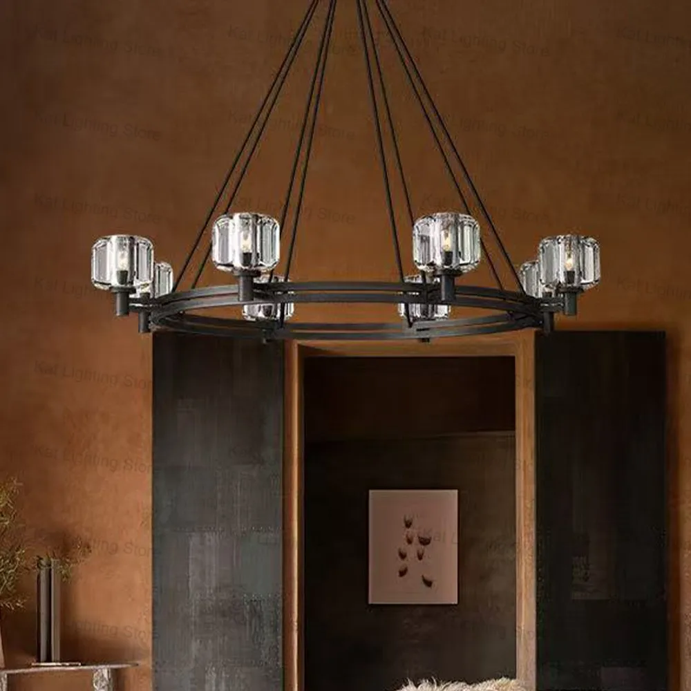 

American Design Crystal Chandelier with E12 Bulb Compatibility Adjustable Rod System Pendant Lamp Dimmable Lustre