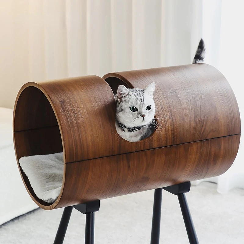 Black walnut bent wood pet bed/cat nest kennel cat crawl frame is universal in all seasons.