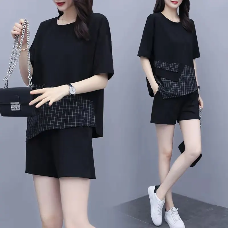 Slimming Loose Women's Two-Piece Set Short Shorts Fashionable Casual Outfit Korean Style Summer Collection City Walk Ready