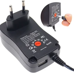 Universal 30W Wall Plug-In AC/DC Adaptor 3V 4.5V 5V 6V 7.5V 9V 12V 2A 2.5A Adjustable Power Charger Supply for Led Light Lamp
