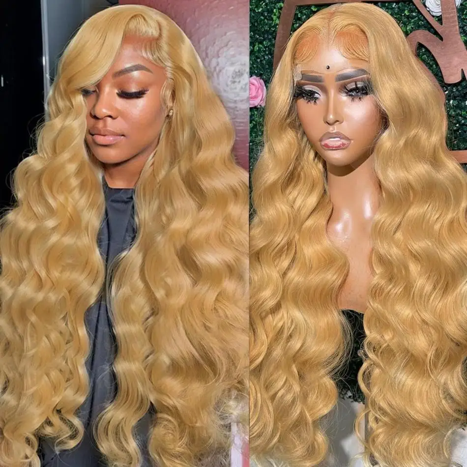 Honey Blonde Human Hair Wig Body Wave 13X4 Lace Front Colored #27 Wigs 13X6 Lace Frontal For Women Preplucked Brazilian Wig