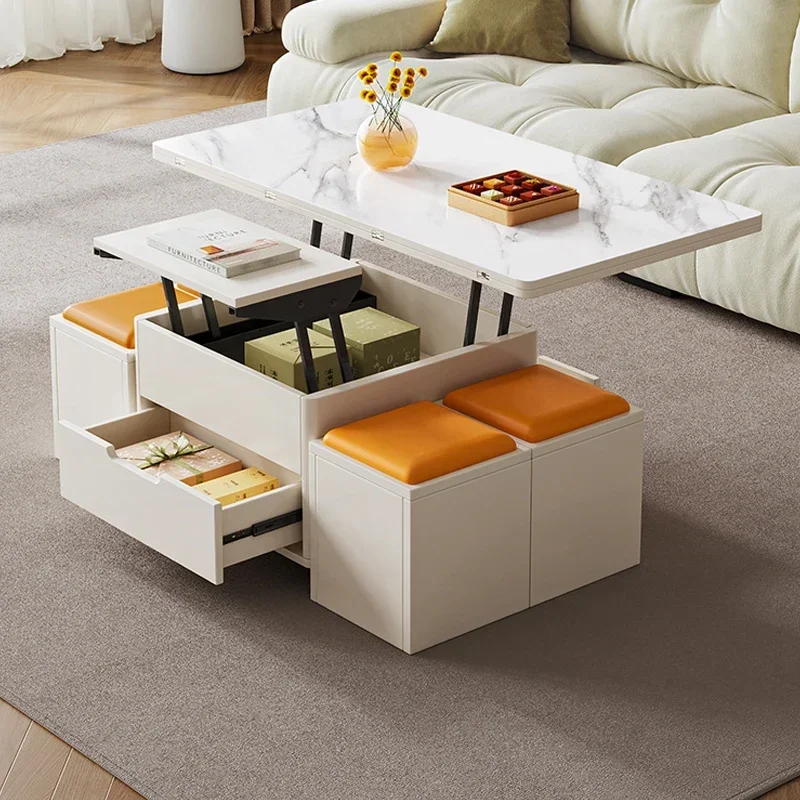 Lifting coffee table, small apartment modern simple living room household deformation tea table, dining table