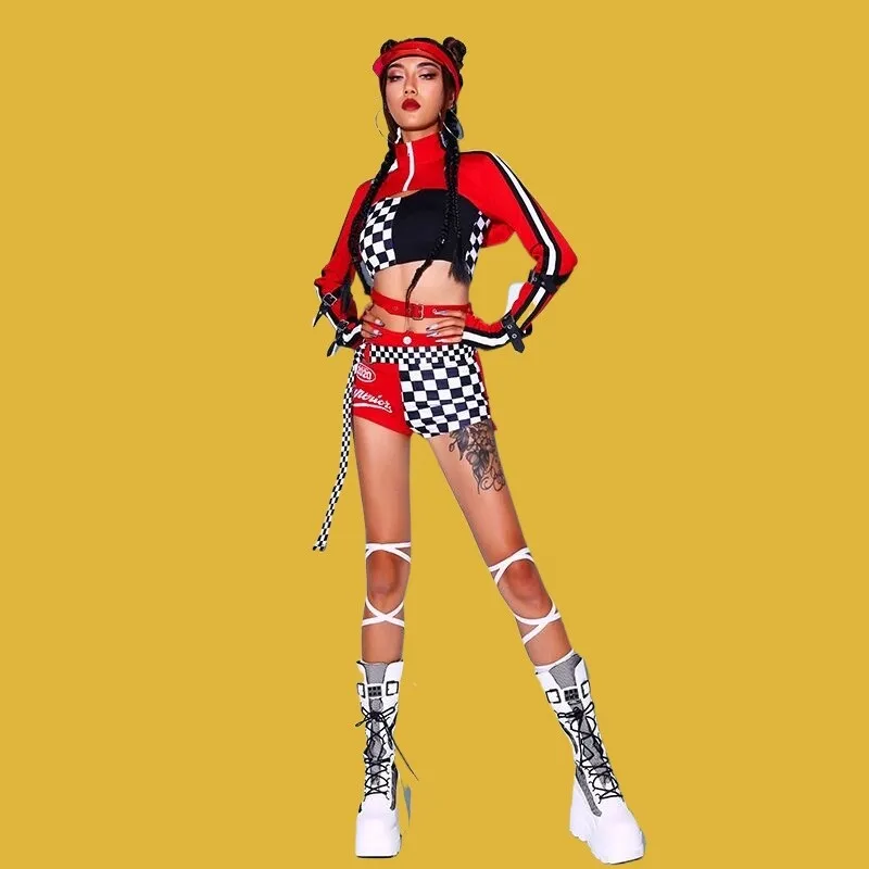 

Wuyiba Girl Group Performance Cheerleading Singing Hip Hop Street Jazz Dance Costumes Korean Version 8834