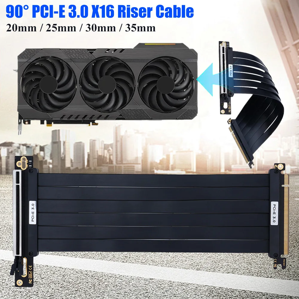 

PCI-E 3.0 X16 Riser Cable 90° PCI Express Gen3.0 GPU Extension Cord Graphics Card Flexible Extender Adapter Cable For Desktop PC