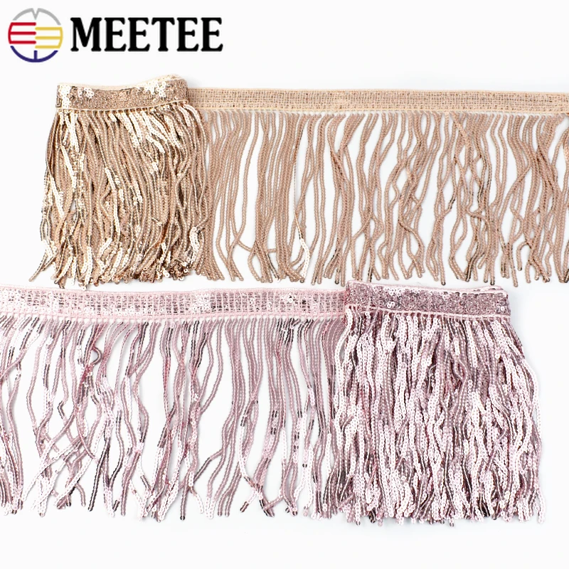 

1/2Yards 14cm Sequins Fringe Tassels Lace Trim Latin Dress Curtain Decorative Trimmings Stitching Fringes DIY Sewing Accessories