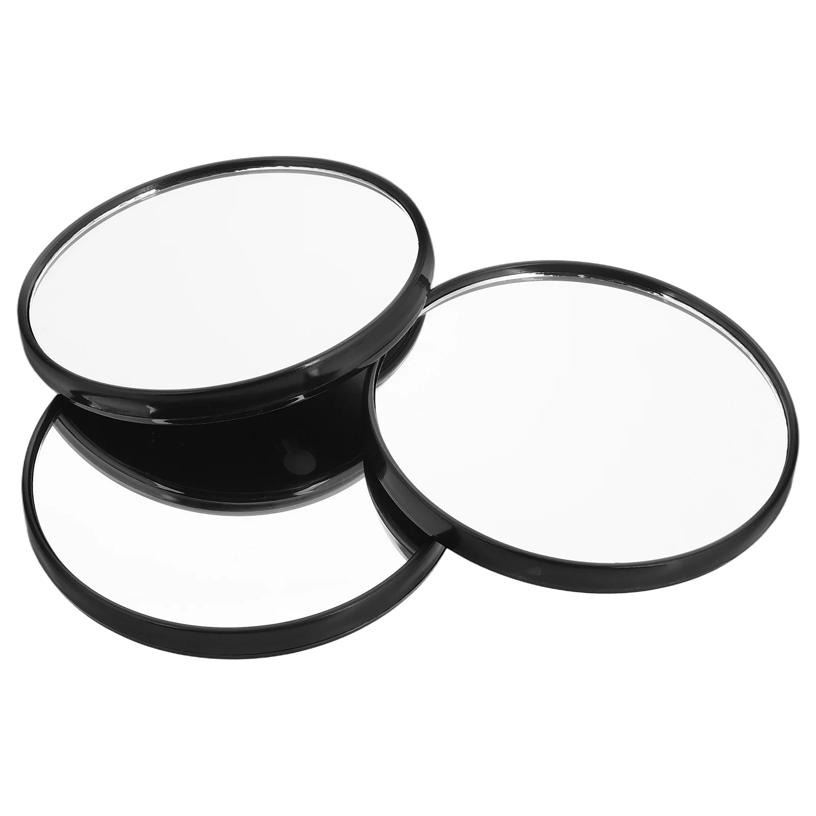 3 個の美容拡大鏡 5X ポータブルブラックトラベルメイクアップバニティコンパクトラウンドウォールマウントシャワースティックオン眉毛摘み取り
