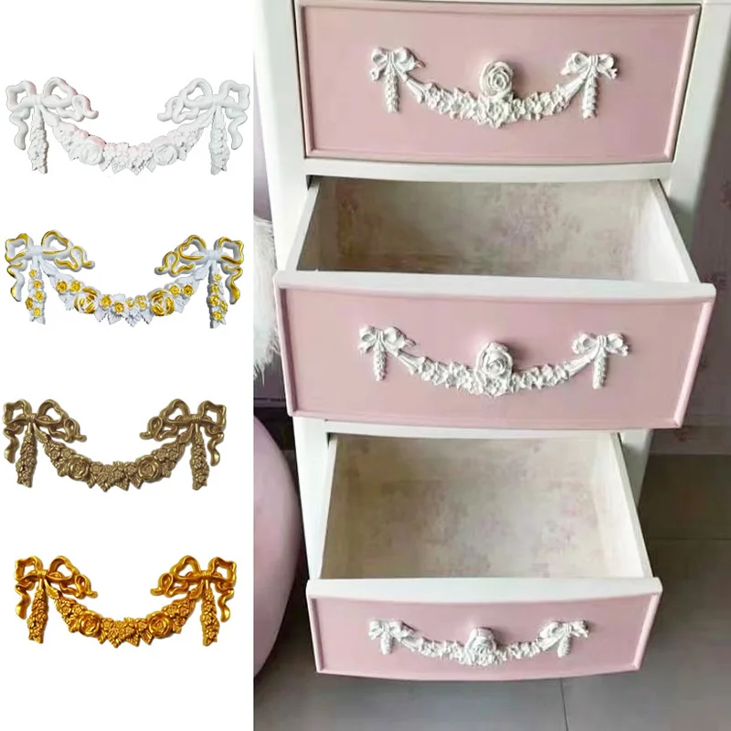 

European Style Wall Decor Flower Frame Carving Crafts Wardrobe Wine Cabinet Decals Window Furniture Sliding Door Decor