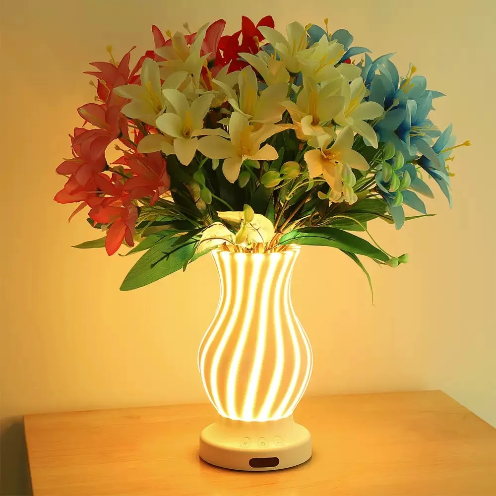 

Светодиодная прикроватная лампа, перезаряжаемая сенсорная светодиодная настольная лампа-ваза с регулируемой яркостью RGB, беспроводная ночная лампа, настольная лампа в форме цветка
