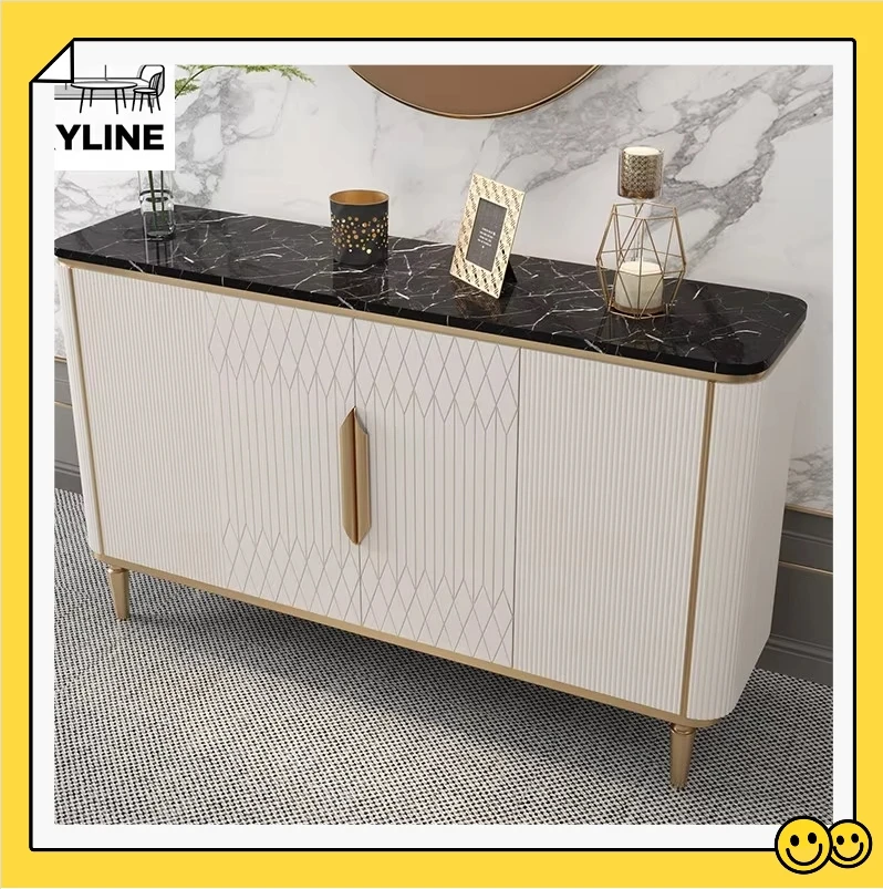 Sintered Stone Divider Credenza, Light Luxury Shoe Storage Buffet for Living Room & Entryway Decor