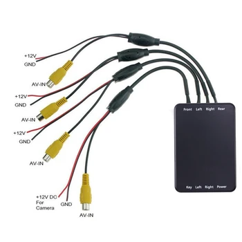 Car parking panoramic view rearview 4 way 360 degree degree view camera control box system without DVR camera