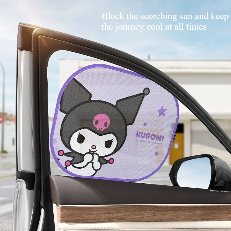 

Sanrio Kuromi автомобильные солнцезащитные шторы для боковых окон, стеклянные шторы, изоляционные солнцезащитные сетки, занавеска для конфиденциальности заднего сиденья для автомобилей