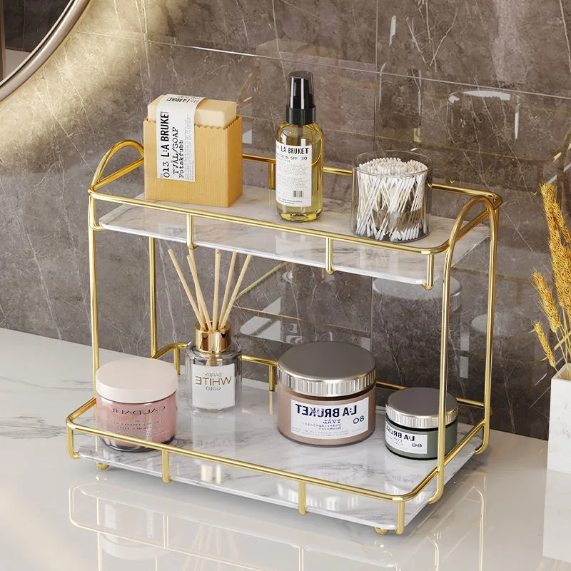 Bathroom Organizer Shelf  Metal Large Capacity Skincare Shampoo Perfume Storage Rack Home Kitchen Desktop Organizer Holder